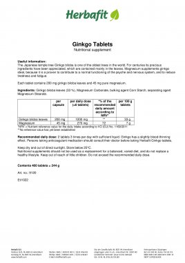 Ginkgo Tablets 400 tablets