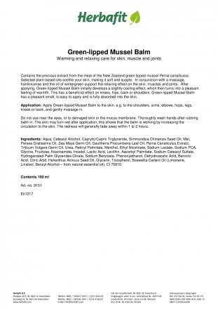 Green-lipped Mussel Balm 150 ml