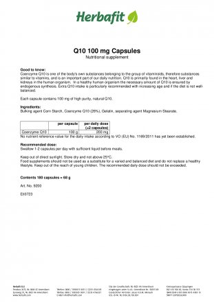 Q10 Capsules 100 mg 70 g