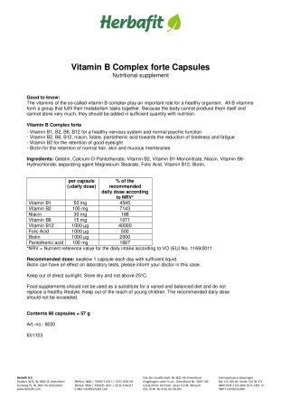 Vitamin B Complex Forte Capsules 60 g