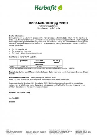 Biotin-forte 10,000 µg tablets 180 tablets