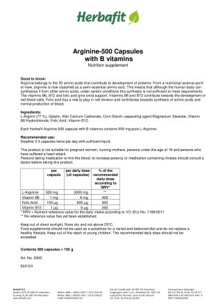Arginine-500 capsules 198 g