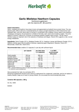 Garlic Mistletoe Hawthorn Capsules 210 g